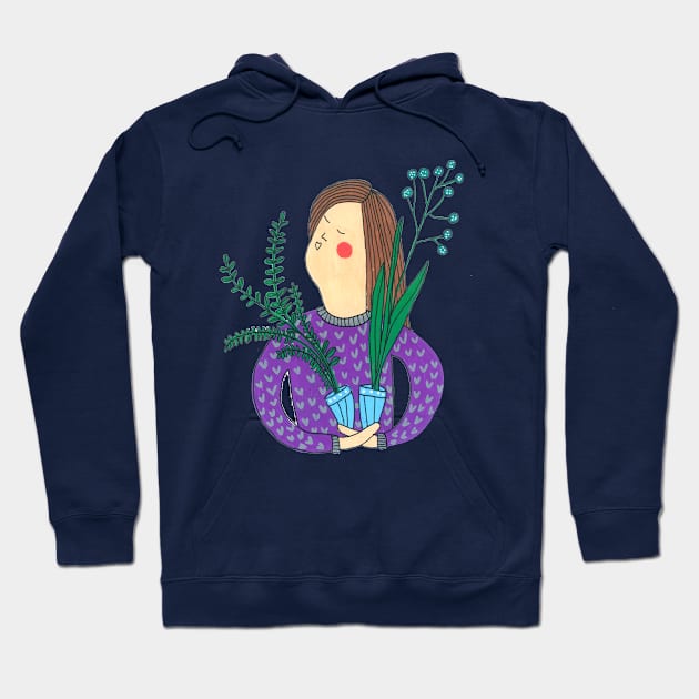 Lady With Plants Hoodie by DoodlesAndStuff